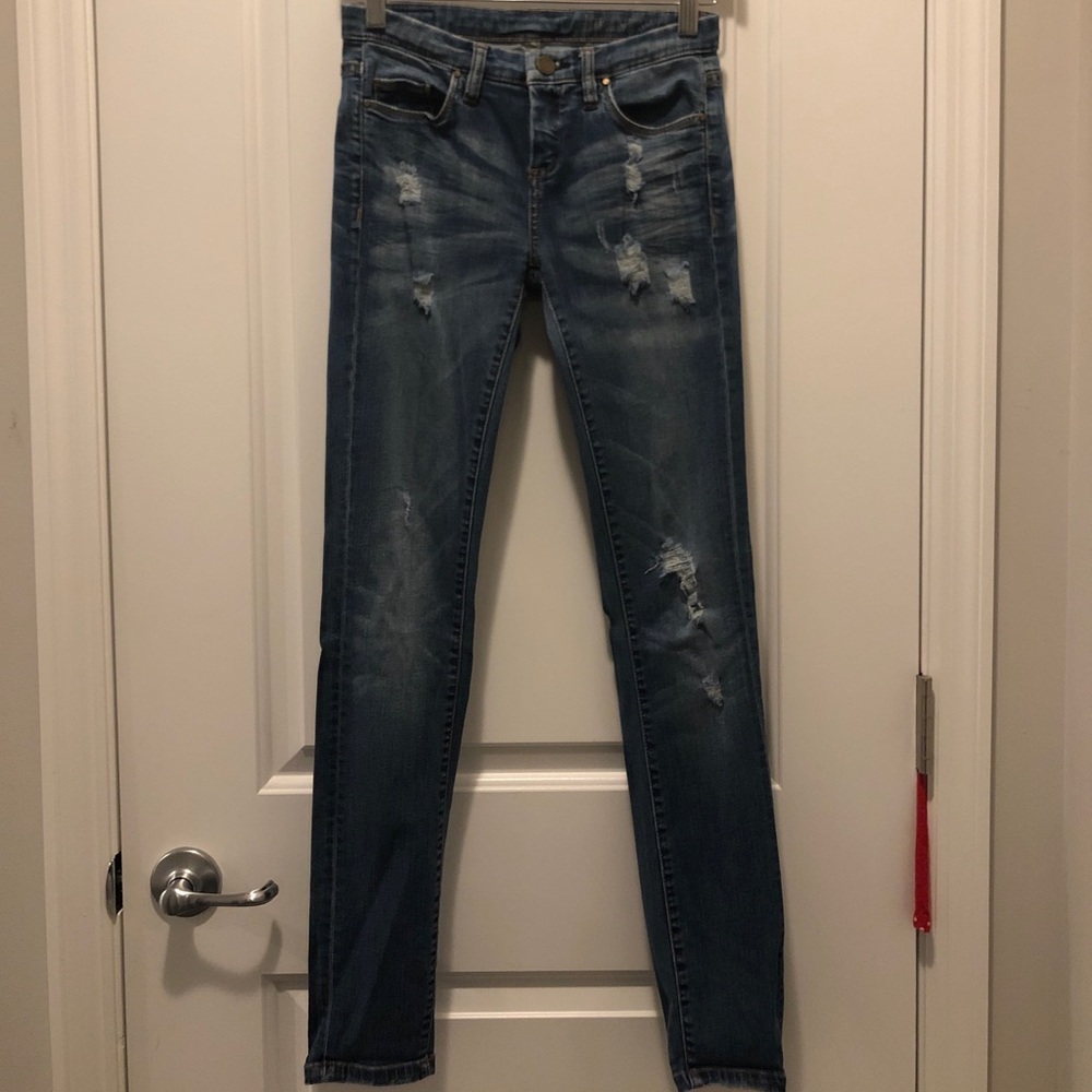 Blank NYC highly distressed super skinny jeans